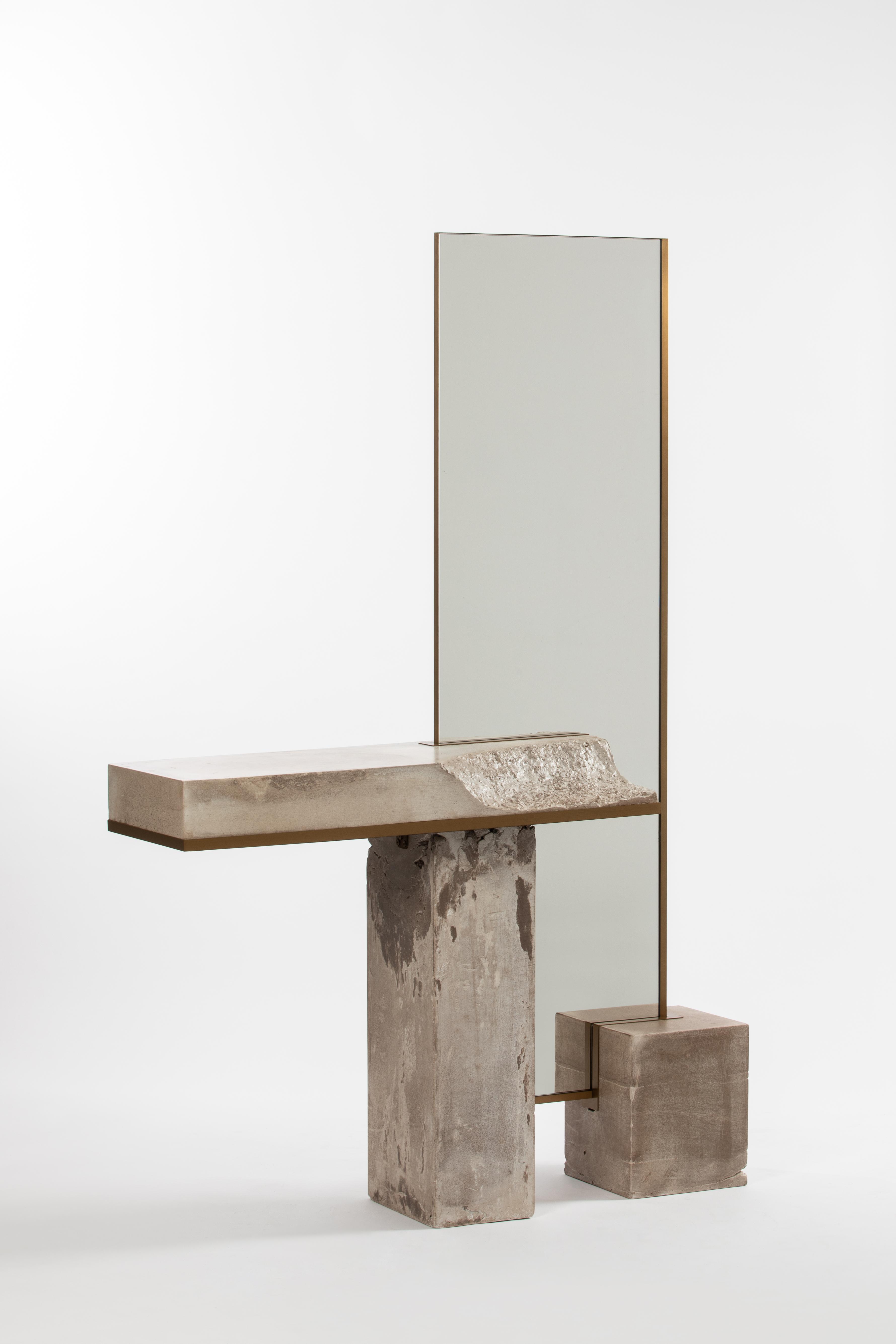 Photograph showing an example of Datecrete furniture, the Datecrete Console, which includes a mirror.
